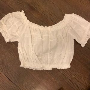White boutique crop top, never worn. Size Large woman’s clothing